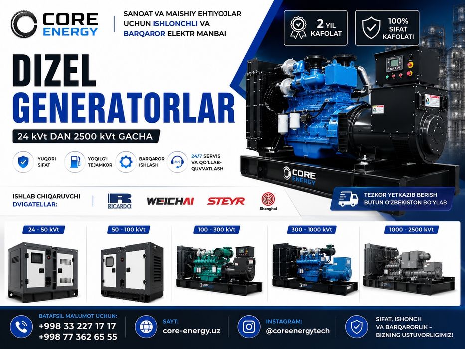 Dizel Generatorlar eng arzon narxda