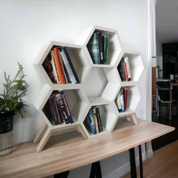 Библиотека, Етажерка,Пчелна пита, Шестостен, Шестоъгълник, Цветарник