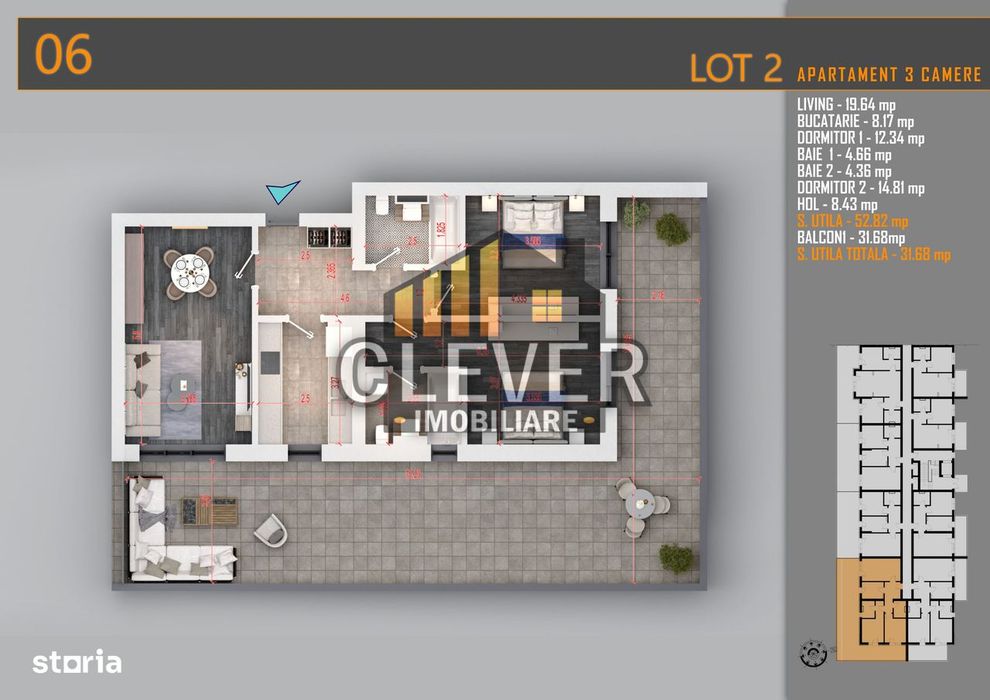 Apartament 3 camere | Terasa 67 mp | Pallady | Comision 0%
