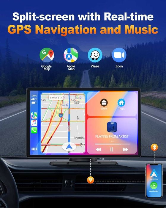 Навигация Volam 9 инча AppIe Carplay и Android Auto