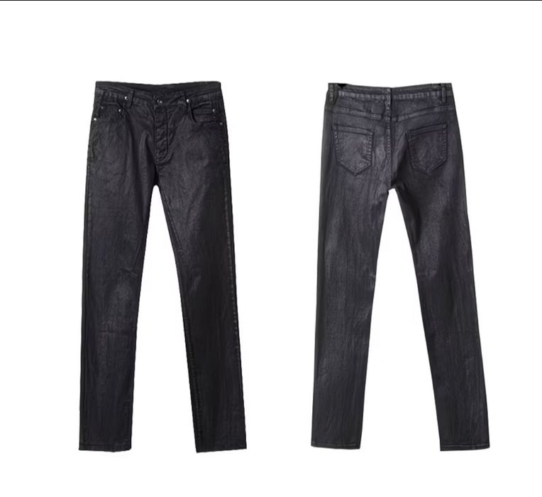 Джинсы slim fit вощенные
