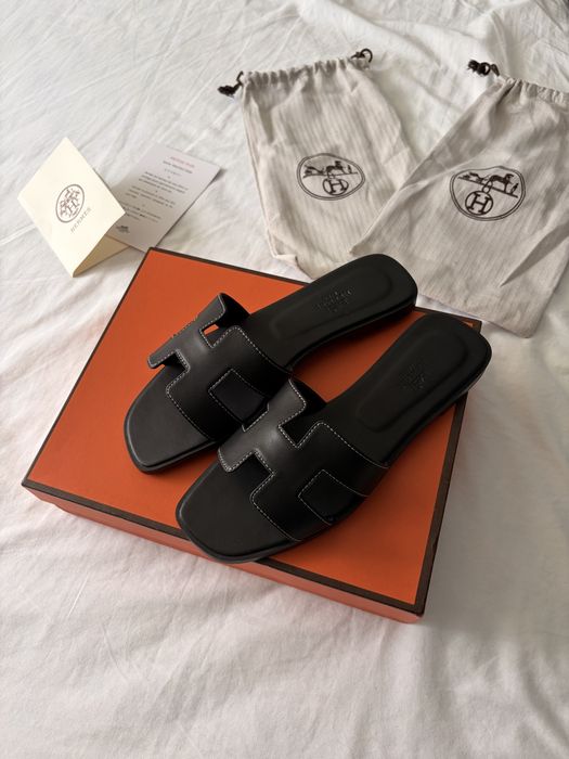 Papuci Hermes Oran Negre