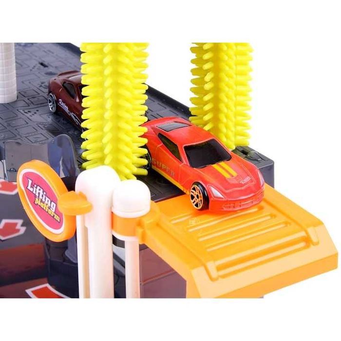 Паркинг автомивка с течаща вода и коли, с ефекти