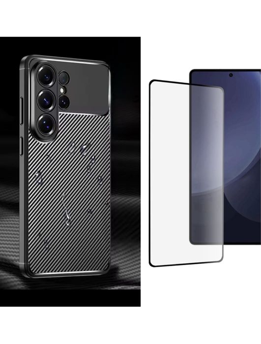 Samsung S24/S25/S26/LUS/ULTRA - Husa Tipar Carbon + Folie Sticla Full
