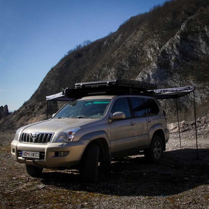 Marchiza auto Overlander 270 de grade, Husă PVC - Off Road, Camping 2.5 METRI cu LED - stanga sau dreapta