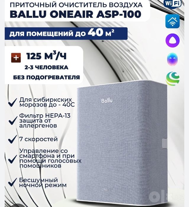 Ballu ASP-100 приточный чистый воздух