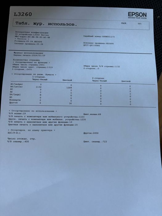 МФУ Epson L3260 СНПЧ