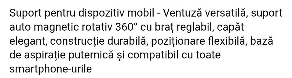 Suport telefon magnetic pe 3 axe.Pret fix 22 ron.