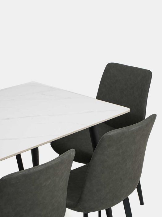 Комплект стол и стулья из натурального мрамора, современный дизайн