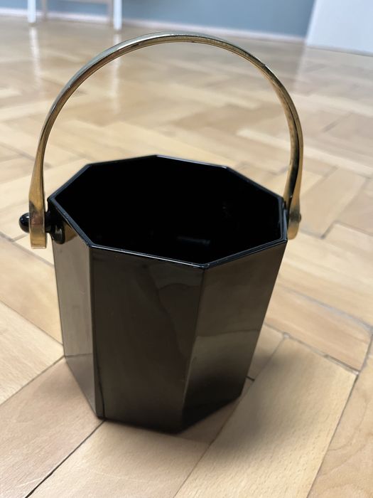 Френска ретро осмоъгълна ретро черна стъклена кофа за лед