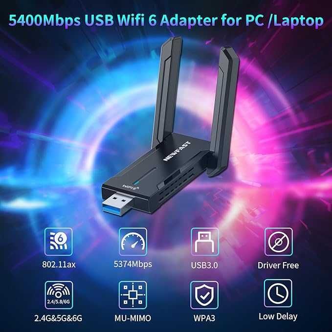 NEWFAST 5400Mbps трибандов USB 3.0 WiFi 6E рутер