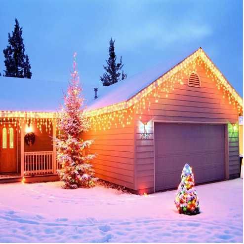 39м Топли висящи Коледни Лампички 2 Модела Мигащи и постоянно светещи