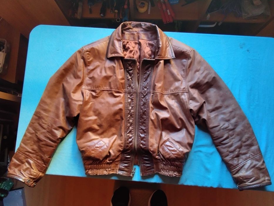 голямо мъжко тузарско яке XL от естествена кожа до кръста-ТОП ГЪН