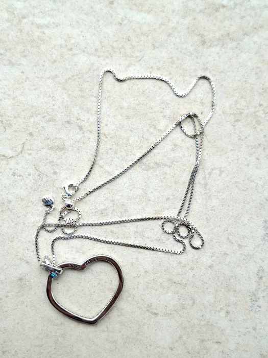 Сребърно колие със висулка сърце - модел на ПАНДОРА