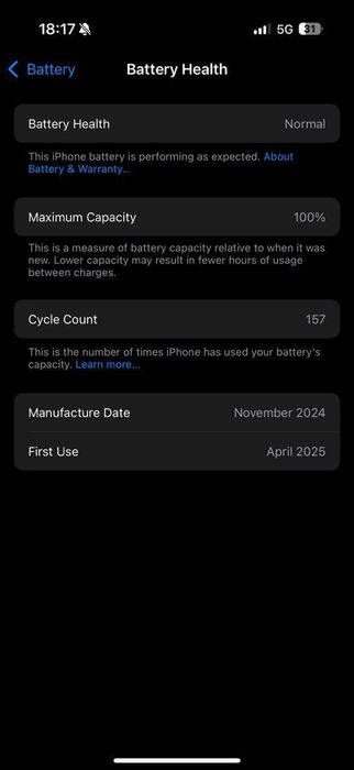 Iphone 16 pro 100 yomkost