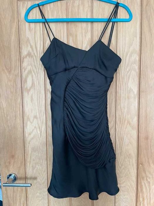 Zara rochie mini scurta neagra bretele tip corset