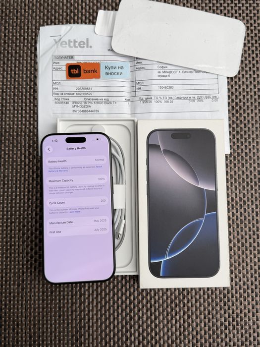 ЛИЗИНГ*64лв/м iPhone 16 pro*Black Titanium айфон 16 про черен