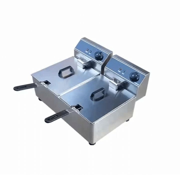 Friteuză dublă cu două coșuri, 6000 W, 2×10 L, fără robinet de scurger