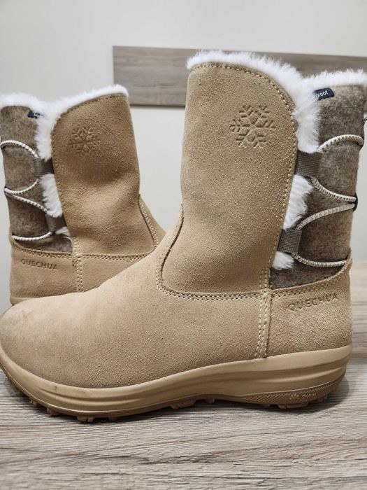 Дамски непромокаеми кожени ботуши за преходи в сняг SH500