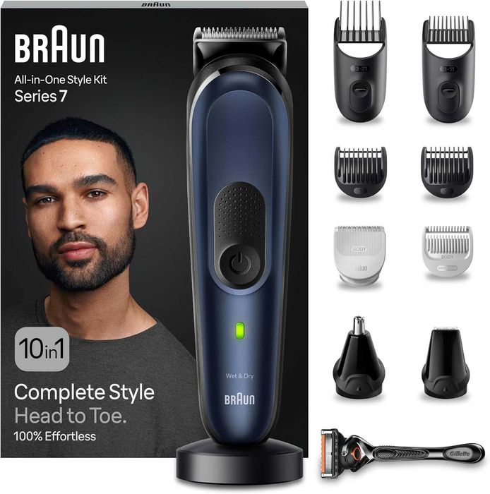 ПРОМО Нова 2г Гаранция Водоустойчива Машинка за Подстригване Braun MGK7410 All-in-One Series 7 Style Kit 10 в 1