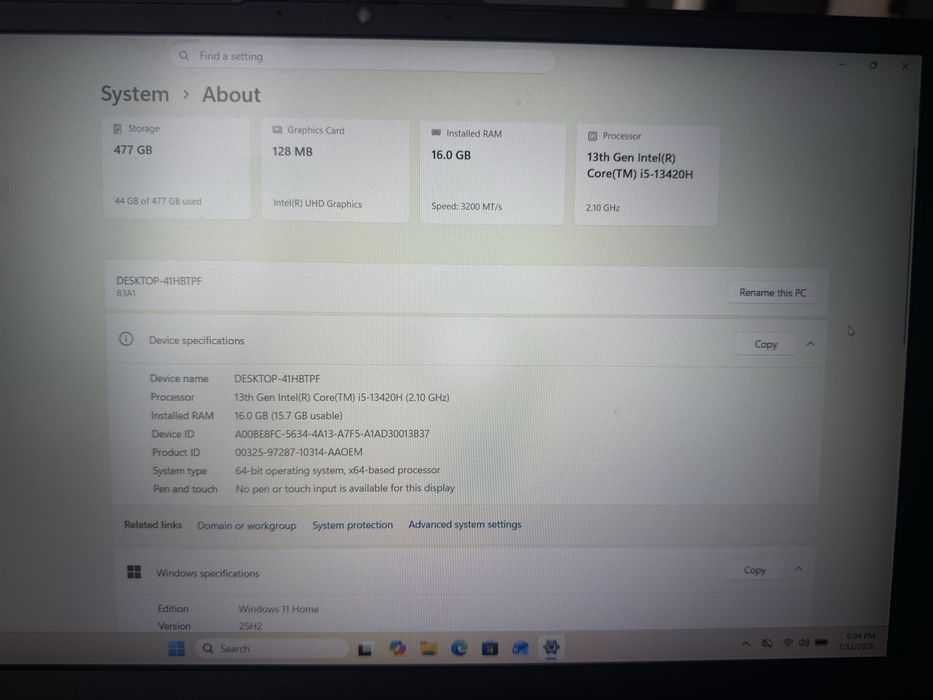 Lenovo V15 G4 IRU i5-13420H | 16GB RAM | SSD 512GB | Full HD