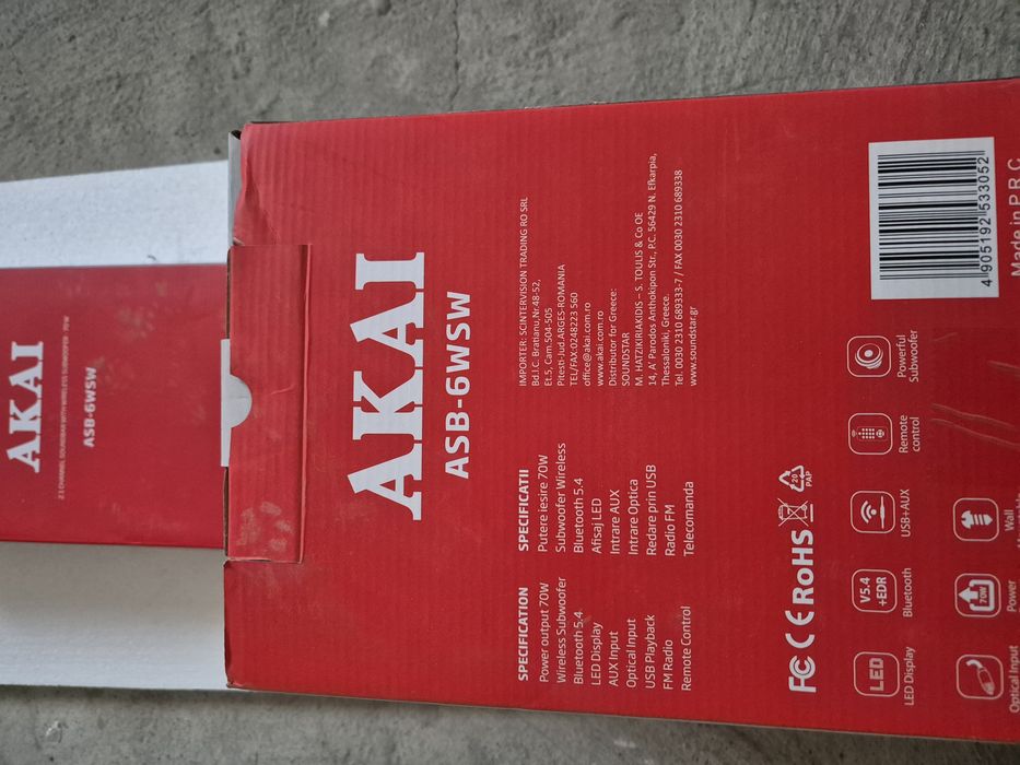 Soundbar akai asb 6wsw