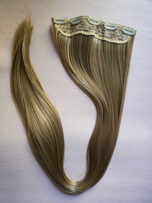 Златно руса треса за коса с 5 клипси, 100см дължина