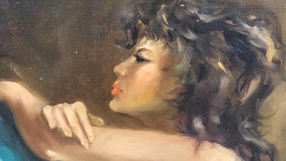 Tablou,pictură pe pânză,semnată,nud