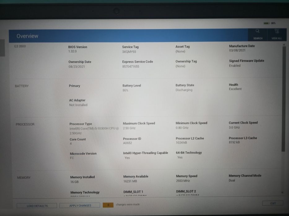 Laptop Gaming Dell G3 15 3500, i5 gen 10, GTX 1650, 16GB RAM, stare excelentă
