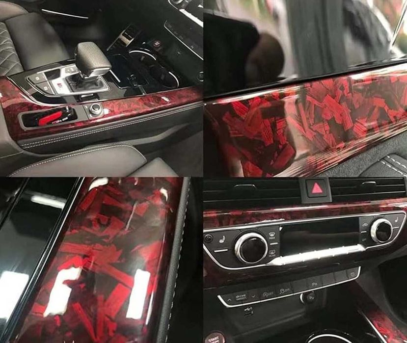 Висококачествено червено фолио Кован Carbon за автомобил - 152х100см