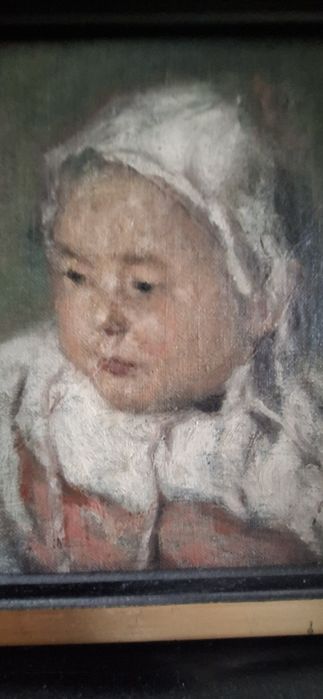 Tablou vechi, ulei pe pânză, cap de copilp