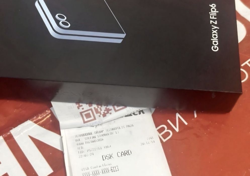 КАТО НОВ 512GB Samsung Z Flip 6 Гаранция Технополис 2026 г. Blue