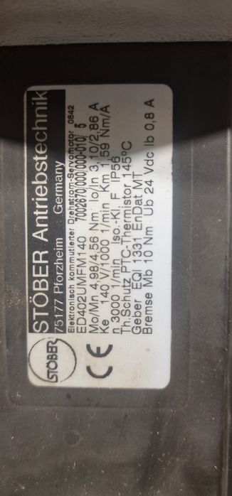 Servomotor Sincron STÖBER ED402UMFM140 - Cu Frână și Encoder EnDat