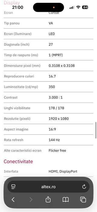 Monitor dell 27 inch 144hz G-sync