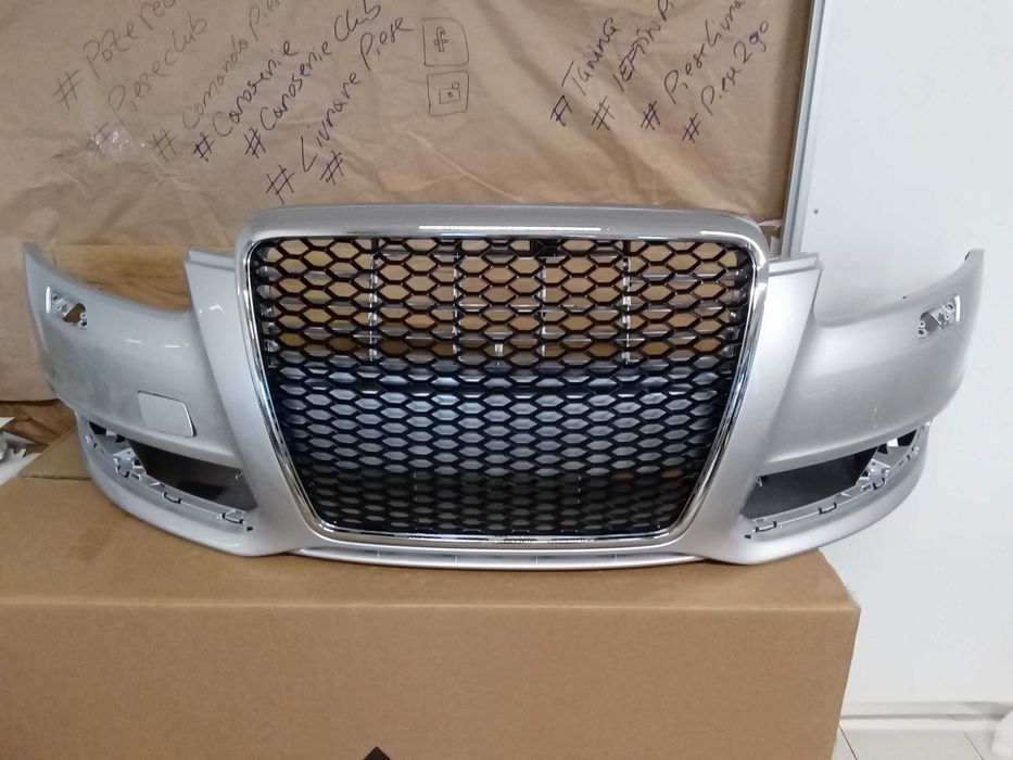 Pachet Bara fata CU GRILA RS LOOK Audi A6 4F 08-10 LY7W LX7W Argintiu