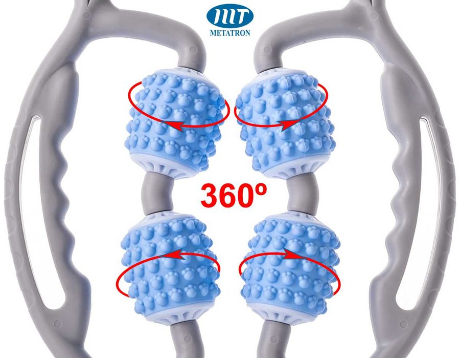 Aparat pentru masaj muscular de relaxare, cu role moi din silicon, pentru brațe, gât, șolduri, picioare