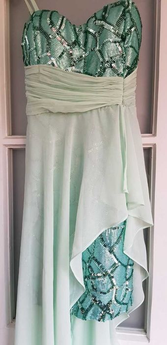 Rochie de seara deosebita cu paiete si trena din voal, mar,M