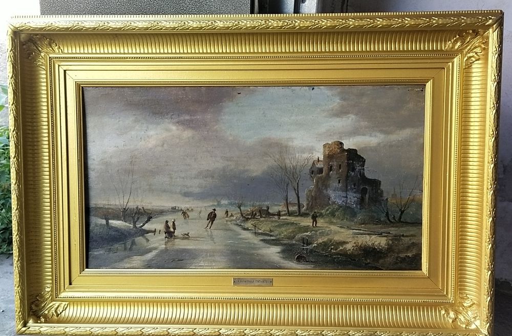 Зимний пейзаж с фигуристами