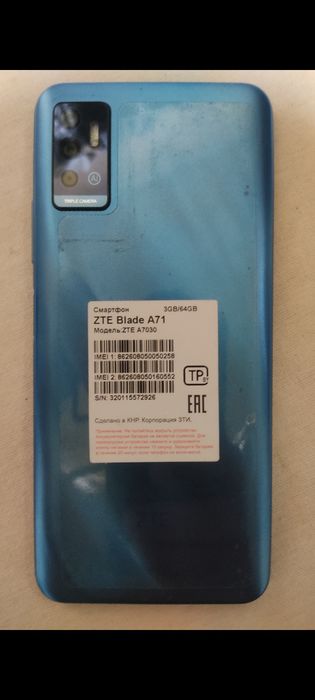 Zte blade a71 3/64Gb Android 11 Aybi yoq.