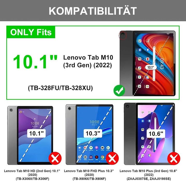 Husa cu tastatura Lenovo Tab M10 Gen 3, QWERTZ, Bluetooth