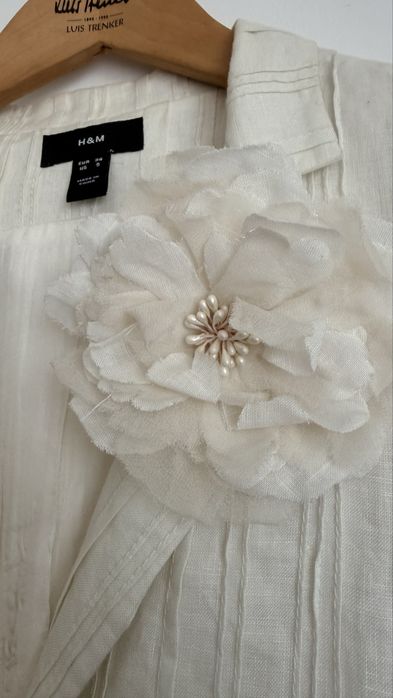 Set elegant H&M din in - Sacou (36) și Fustă (38) - Alb/Crem