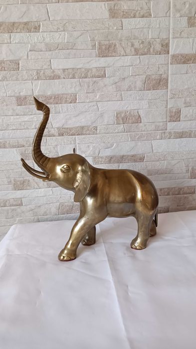 Голяма стара фигура на слон - месинг - 32см