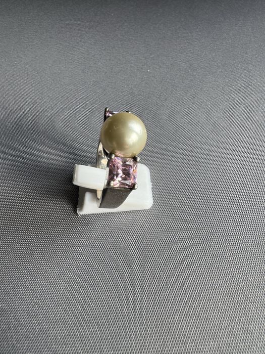 Inel din argint, perla si cubic zirconia