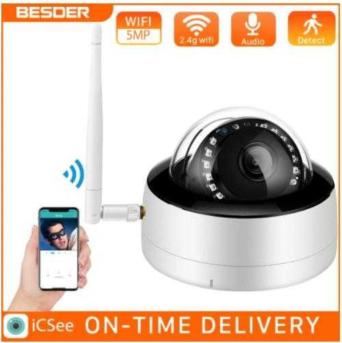Безжичен Бебефон Охранител WIFi UltraHD 5MPx Водоустойчив Видеодомофон Нощно Виждане 25 Метра 12 броя LED Диоди за Перфектно Денонощно Виждане и Запис