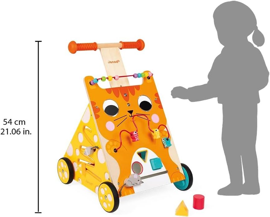 Проходилка Janod Wooden Activity Baby Walker Cat - 21.1" Tall - Ages 12 Months+ - J08005