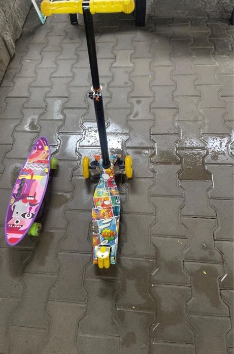 Самокат + скейтборт детский