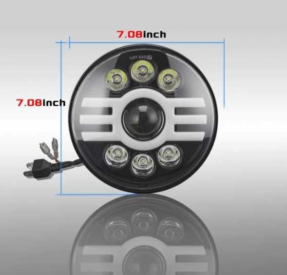 Комплект от  LED фарове 7" инча 18см 12V-24V къси/дълги