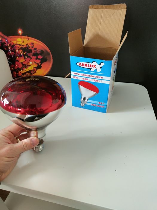 Bec infraroșu 100W , Bec pentru cușcă animale , Bec E27 infraroșu 100w