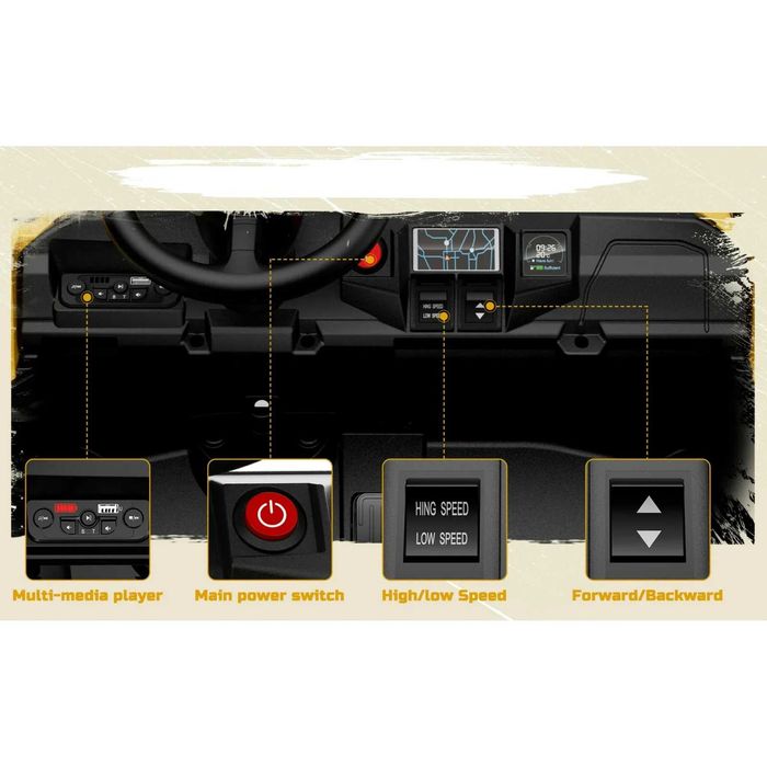 UTV electric pentru 2 copii, Caterpilar CAT 2x45W 12V 10Ah Yellow
