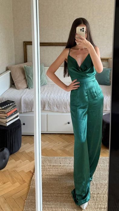 Сатенен гащеризон в горскозелено